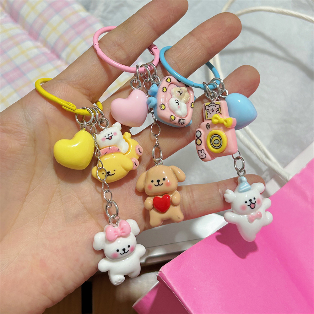 Candy Line Puppy String Keychain Happy Dog Girl Sweet Girlfriend Bag Pendant Love Hanging Ornaments