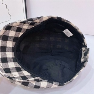 New Spring and Summer Hat Women's British Style Plaid Forward Cotton Patchwork Painter's Hat Foreign Trade Hot Selling Summer Cotton Hat