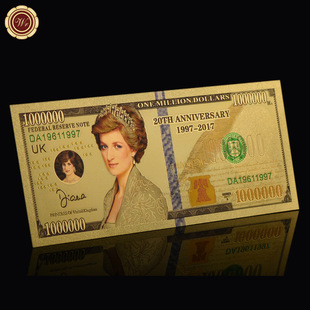 Plastic gold foil banknotes cross-border crafts around Princess Diana commemorative banknotes gold foil coins coin factory wholesale