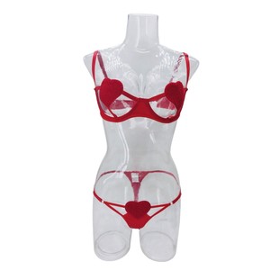 2024 Cross-Border Export Ins European and American New Sexy Cut Out Heart Girly Three-Point Intimates Set