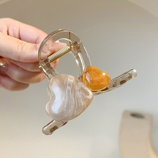 Simple Color Matching Love Grab Clip Large Shark Clip Women's Hair Clip Back of Head Broken Hair Fixing Clip All-match Hair Clip