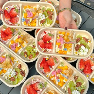 Three-piece Bento Box Handmade DIY Cake Three-piece Baking Mousse Picnic Packaging Box Dessert Box Pulp