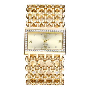 Cross-border live broadcast hot selling fashion women's alloy Diamond Square luxury watch creative Roman digital quartz women's watch