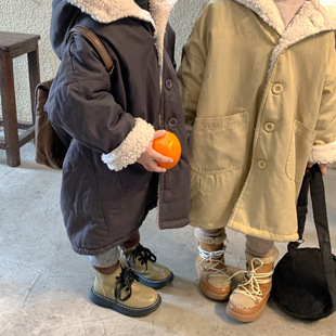 Children's cotton-padded clothes fleece-lined thickened boys' cotton-padded clothes mid-length girls' trench coat winter clothes 2022 new baby coat