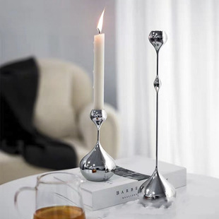 European-style Electroplated Iron Candle Holder Water Drops Three-piece Light Luxury Home Dining Table Crafts Ornaments Simple Candle Holder