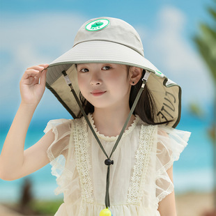 Children's Hat Sunscreen Hat Summer Baby Girl's Sun Hat Cute Spring Men's Cartoon UV Protection Big Hat Brim