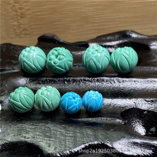 High porcelain blue turquoise carving Lotus round beads Mongolian pine knot double Maitreya Buddha round beads text play accessories color change DIY