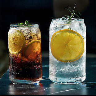 Transparent glass cup coffee milk tea cup pop can Coke Cup summer cool fruit juice beverage cup high color value water Cup