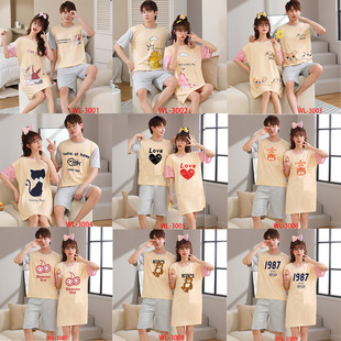 Couple pajamas women's summer short-sleeved milk silk men's and women's Korean-style outerwear suit factory wholesale