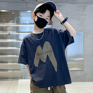 Children's Wear Boys Short-sleeved T-shirt Summer Wear 2025 New Style Big Children's Summer Boys Summer Cotton Top Trendy T