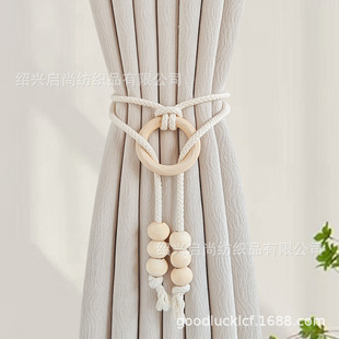 Simple New Curtain Binding Belt Cotton Rope Woven Adjustable Gauze Curtain Belt with Storage Buckle Cream Wind Hanging Ball Binding Decoration