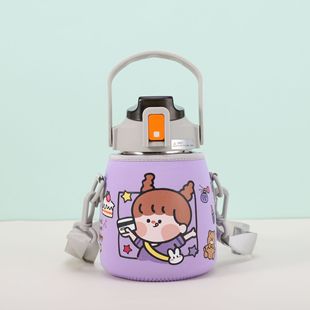 Factory new Cartoon Network Red big belly Cup Cup set cute men's and women's anti-fall diagonal strap Cup protective cover wholesale
