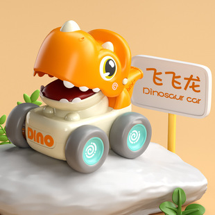 Cross-border dinosaur press pull back car sliding animal toy car boy inertia whistle car kindergarten gift toy