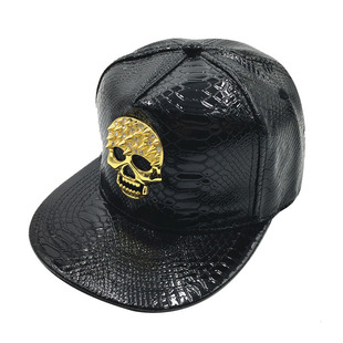 European and American Skull Metal Mark Leather Hip-Hop Hat Trendy Spring and Summer Outdoor Flat Hat for Men and Women Couple in stock