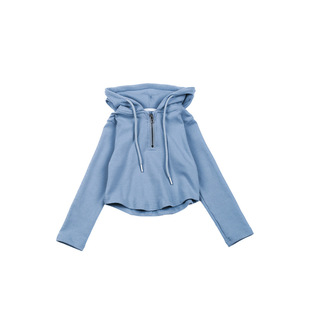 Girls' half zipper slim bottoming shirt children's spring new top baby girls' Western style short hooded sweater