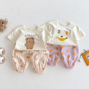 Children's sports suit 2025 new summer boys fashion girls cartoon shorts two-piece Z25-278XT