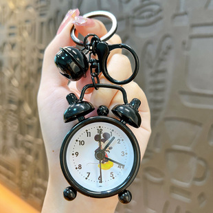 Creative mini alarm clock cartoon keychain cute car key chain exquisite couple bag pendant small gift