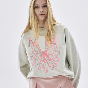 Casual Autumn and Winter Daily New Big Flower Embroidery Round Neck Sweat Women's Pure Cotton mar25 New Big Flower Embroidery Round