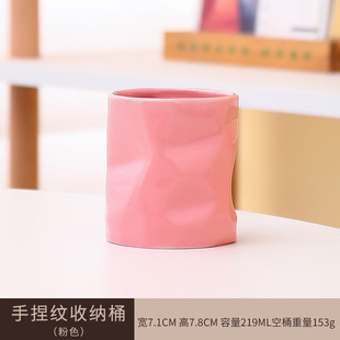 Creative hand-kneading pattern ceramic aromatherapy candle cup DIY hand-made candle empty cup cosmetic brush storage barrel pen holder wholesale