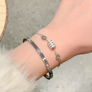 silver Roman Small Waist Titanium Steel Bracelet Girls' Girlfriend Bracelet Light Luxury Niche Exquisite Handstring New Arrival Jewelry
