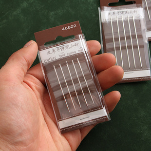 Leather Round Head Needle 5 Pieces Handmade DIY Leather Tools Leather Hand Sewing Needle Wax Thread Hand Sewing Thread 48602