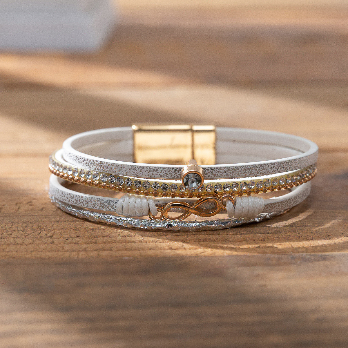 Bohemian Stacked PU Bracelet Ins Design Handmade Woven Diamond Leather Bracelet Trendy Cross-border Source