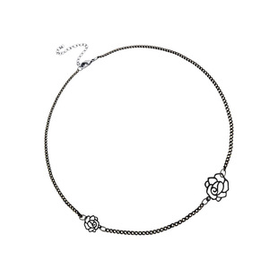Romantic French Hollow Black Rose Necklace Niche Joker Temperament Necklace Chain Wholesale Fashion Simple Design Sense Necklace