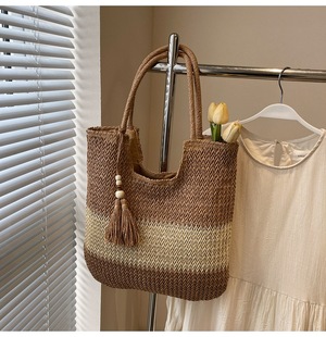 Straw Woven Bag Women's Bag Large Capacity 2025 New Spring Casual Shoulder Portable Niche Design Tote Bag