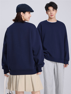 Cross-border foreign trade 350g retro fashion cotton loose round neck sweater men's and women's pullover long sleeve class clothes custom LOGO