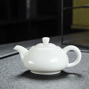 Dehua white porcelain teapot mutton fat jade xishi pot ceramic tea maker with filter small size single pot single kung fu chi trillion