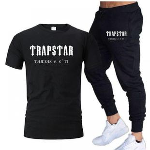 Новый модный бренд TRAPSTAR, повседневная спортивная одежда с буквенным принтом, комплект футболок, мужская и женская футболка + шорты, комплект из двух предметов