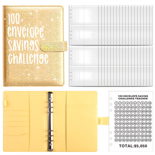 100 days magic color couple challenge envelope loose-leaf notebook cash storage saving hand book portable notepad