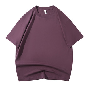 Summer explosions round neck T-shirt cotton casual Joker loose sweat-absorbent shoulder bottoming shirt for men and women 210G solid color