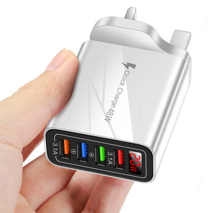 20 Вт с дисплеем 4USB цифровой дисплей зарядное устройство для мобильного телефона европейские и американские правила многопортовый с дисплеем зарядная головка оптом