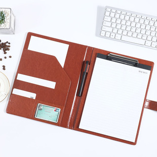 Multi-functional business leather folder buckle office manager folder A4 contract signing this folder talk about single book