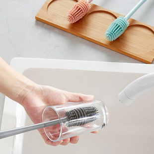 Household Kitchen Long Handle Silicone Cleaning Brush Tea Cup Water Cup Household Cleaning Cup Brush 360 Seamless Cleaning Artifact