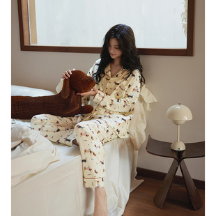 [Super Soft] Dachshund Dog Pajamas Women's Spring and Autumn Cotton Cartoon Printed Long Sleeve Outwear Home Clothes suit