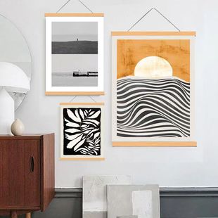 Cross-border foreign trade solid wood hanging axis painting frameless painting animation hanging painting canvas painting fabric scroll gift mural customization