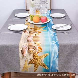 Underwater World linen tablecloth design cross-border table towel party decoration theme meal living room Amazon