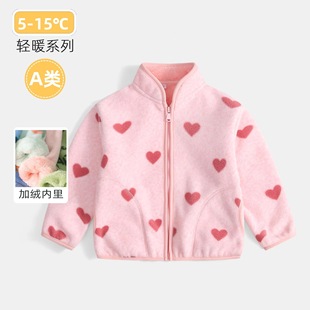 Autumn and winter new fleece children's coat fleece-lined thickened printed large children's cardigan fleece jacket children's clothing wholesale