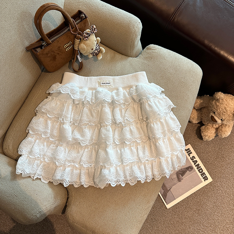Spring and summer short sweet layer cake skirt elastic waist A- line puffy skirt female versatile A- line skirt female