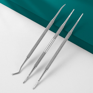 Factory wholesale stainless steel double head nail picker double head nail groove spoon nail file nail picker nail nail tool in stock