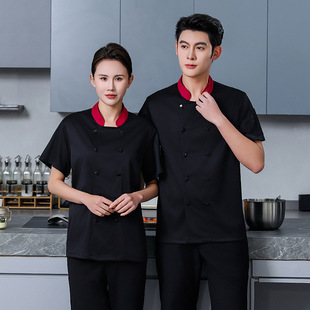 Summer Thin Chef Clothes Short-sleeved Breathable Dining Kitchen Restaurant Kitchen Work Clothes Men's Summer Baking Women's