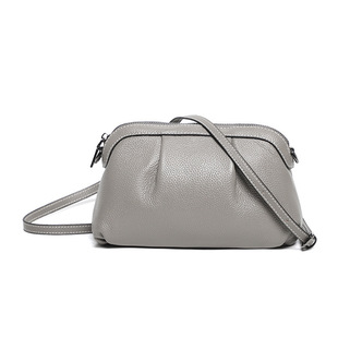 Factory direct new leather women's bag wholesale pleated bag top layer cowhide women's small bag commuter shoulder messenger bag