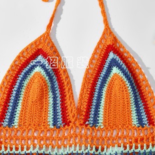 Cross Border AliExpress Beach Bikini Blouse Hand Hook Woven Sexy Sling Retro Tassel Beach Dress for Women