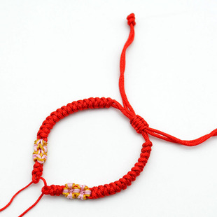 Non-woven semi-finished peach blossom knot pure hand-woven diamond knot beaded hand rope wearable transfer beads peace buckle accessories