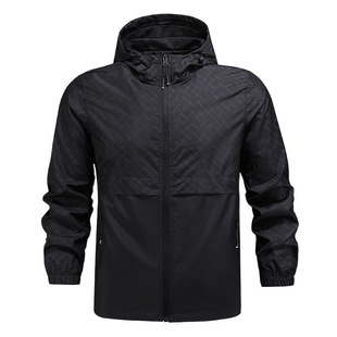 Sports Casual Coat Men's Windbreaker Hooded Spring and Autumn Single Jacket Running Windproof Casual Coat Printed LOGO