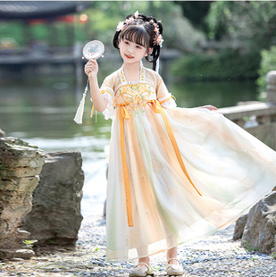 Девушка Hanfu Летний тонкий костюм Tang 2024 новый китайский стиль супер сказочная юбка