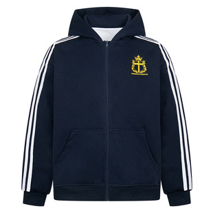 (Men's Complete Set) American Retro Three Bar Zipper Cardigan Jacket Hooded Sweater Casual Campus Style Men