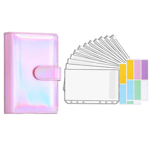 Cross-border foreign trade supply A6 laser colorful loose-leaf book cash budget system with transparent zipper bag Color Label